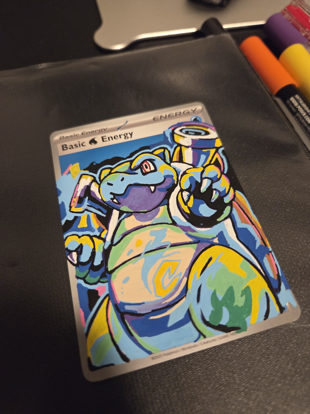 Pokémon Blastoise energy hand-painted card